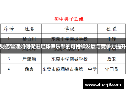财务管理如何促进足球俱乐部的可持续发展与竞争力提升