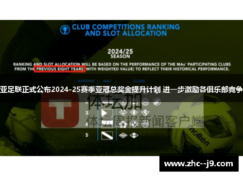 亚足联正式公布2024-25赛季亚冠总奖金提升计划 进一步激励各俱乐部竞争 亚足联正式公布2024-25赛季亚冠总奖金提升计划 进一步激励各俱乐部竞争